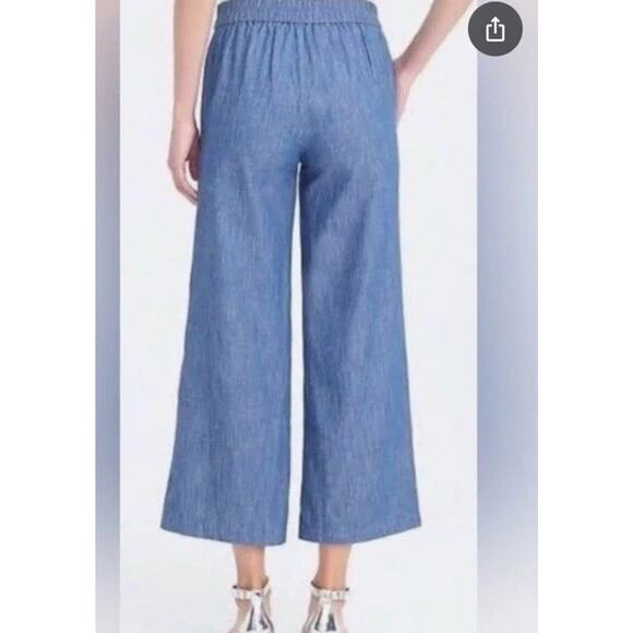 J. Crew Chambray Tie-Waist Pant linen blend denim blue size 6 NEW - Picture 2 of 11